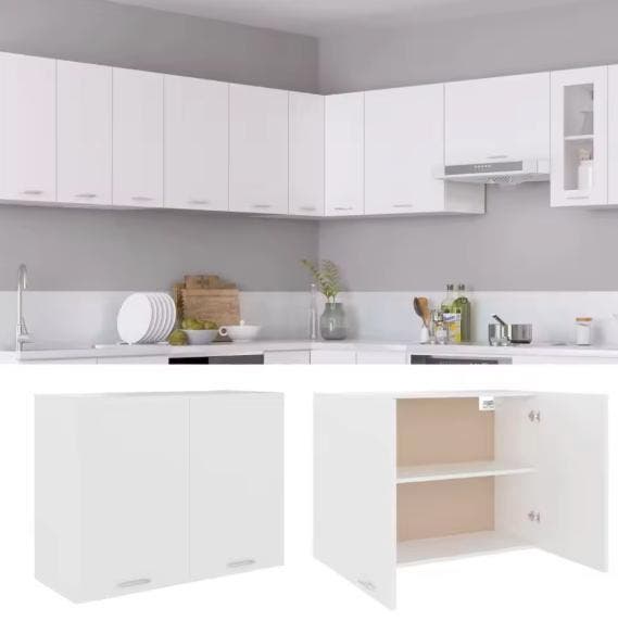 Witte Keuken Wandkast 80 cm – Met Deuren en Planke, Huis en Inrichting, Keuken | Keukenelementen, Nieuw, Verzenden