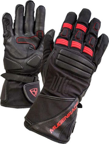 MUGENRACE Primo Winter Zwart Rode Handschoenen, Motoren, Nieuw met kaartje, MUGENRACE, Handschoenen, Heren