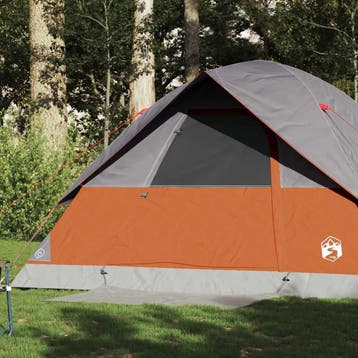 vidaXL Koepeltent 6-persoons waterdicht grijs en oranje, Verzenden, Nieuw, Tot en met 2