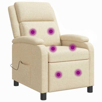vidaXL Massage Recliner Crèmekleurig Stof, Verzenden, Nieuw