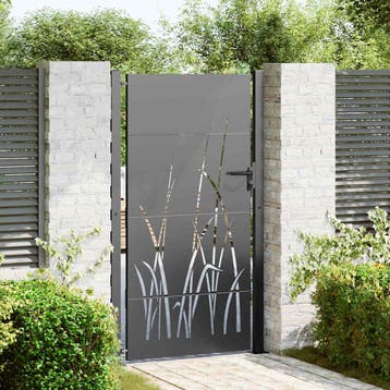 vidaXL Tuinpoort 110 x 180 cm Poedergecoat staal Zwart, Verzenden, Nieuw