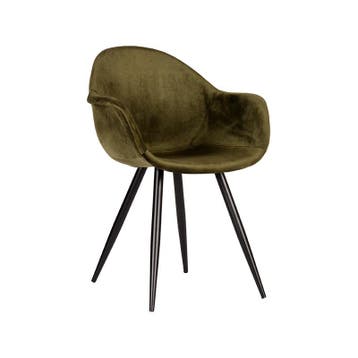 Stoel Forli | Army | Fluweel | Zwart Metalen Frame | 2 stuks, Verzenden, Nieuw in verpakking