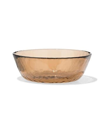 HEMA Schaaltje 14.5cm glas gehamerd bruin, Verzenden, Nieuw