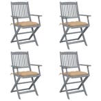 vidaXL Tuinstoelen 4 st inklapbaar met kussens massief, Verzenden, Nieuw, Hout