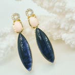 Koraal - Zilver, Verguld - Oorbellen - Koraal en hydrokwarts, Antiek en Kunst, Curiosa en Brocante