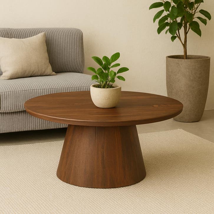 Salontafel Mangohout Salontafel Mick Bruin Rond 80 cm, Huis en Inrichting, Tafels | Salontafels, Nieuw, Overige houtsoorten, Rond