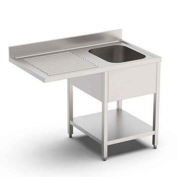 HCB Spoeltafel - enkele spoelbak rechts - 120 cm - RVS, Zakelijke goederen, Horeca | Keukenapparatuur, Verzenden, Nieuw in verpakking