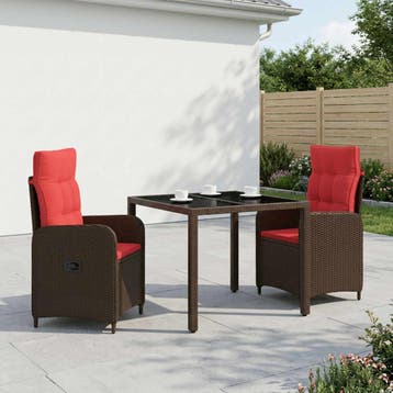 vidaXL Buiten eettafelset 3 st poly rattan, Verzenden, Nieuw