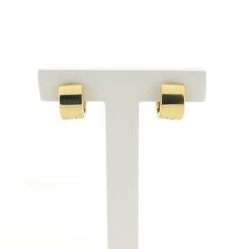 Bicolor gouden klapcreolen met diamant; Ø 13,3 mm, Sieraden, Tassen en Uiterlijk, Gebruikt, Ophalen of Verzenden, Met edelsteen