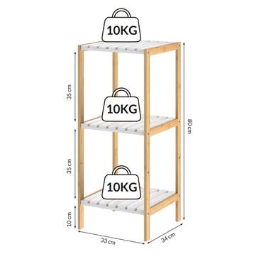 Sokkel Bamboe Wit 80x33x34cm (Badkamer, Interieur), Verzenden, Nieuw