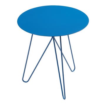 Bijzettafel Nopimi rond metaal 45x43 cm blauw mat [en.casa], Huis en Inrichting, Verzenden, Nieuw