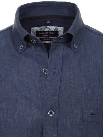 Casa Moda Blauw Linnen Overhemd Button Down Boord, Verzenden, Nieuw, Blauw