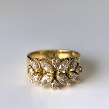 Ring - 18 karaat Geel goud, Witgoud - 1.18ct. tw. Diamant, Sieraden, Tassen en Uiterlijk, Nieuw