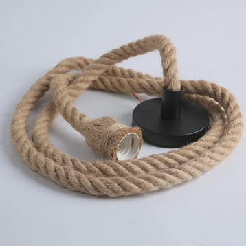 Retro Houten Touw Hanglamp - Vintage Industrieel Design met, Verzenden, Nieuw