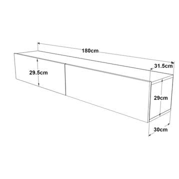 [en.casa] Tv-meubel Lapinlahti 180x31,5x29,5cm zwart en eike, Huis en Inrichting, Verzenden, Nieuw