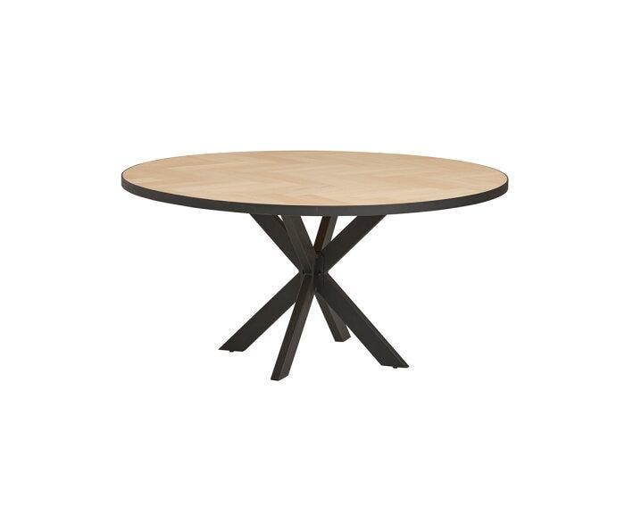 Ronde eiken eettafel Bern Ø100 cm Visgraat - Naturel, Huis en Inrichting, Tafels | Eettafels, Nieuw, Ophalen of Verzenden