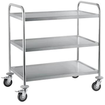 Serveerwagen | RVS | 3 Niveaus (701x450) | Wielen (Geremd) |, Zakelijke goederen, Verzenden, Nieuw in verpakking