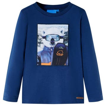 vidaXL Kindershirt met lange mouwen 116 jeansblauw, Verzenden, Nieuw