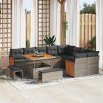 vidaXL Tuinbankenset 12 pcs Grijs Poly rattan en, Verzenden, Nieuw, Rotan, 2 zitplaatsen