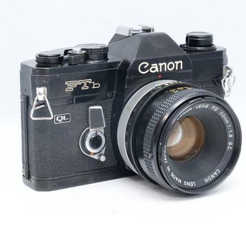 Canon FTb QL Black + FD 50mm F1.8 S.C. Analoge camera, Nieuw