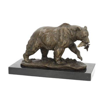 Beeldje - A wild bear - Brons, Marmer