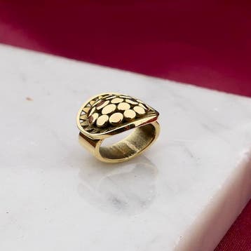 Vintage gouden schuifhanger met organisch patroon, Sieraden, Tassen en Uiterlijk, Bedels, Ophalen of Verzenden, Gebruikt, Goud