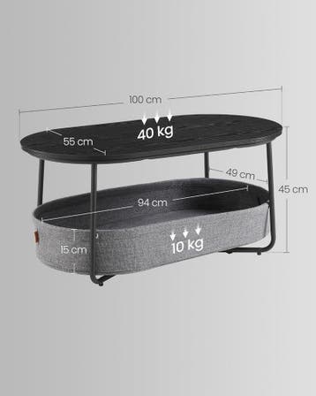 Salontafel ovaal - met opbergruimte - 100x55 cm - metaal, Verzenden, Nieuw