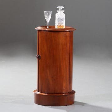 Gaaf Cilindrisch nachtkastje ca1850 mahonie met marmer in ho, Ophalen of Verzenden