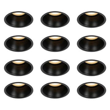 Set van 12 inbouwspots zwart GU10 50mm IP44 - Dept, Verzenden, Nieuw