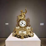 Figurale pendule - Zinklegering, Albast - 1850-1900