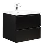 Badkamermeubel Set Angela 60cm Mat Zwart Badmeubel, Verzenden, Nieuw, Wastafelkast