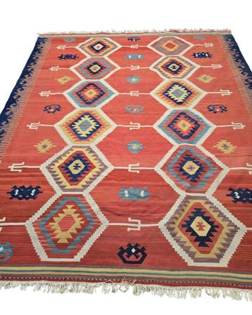 Tribal Kelim Iran 250x210 handgeweven wollen vloerkleed, Huis en Inrichting, Blauw, 200 cm of meer,  Perzisch tapijt kelim killim wollen vloerkleed handgeknoopt 
