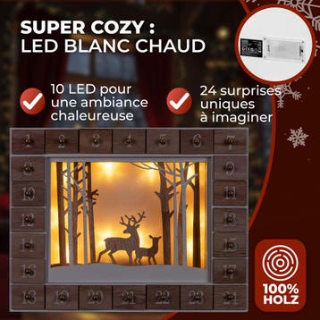 Adventskalender Winterlandschap Hout LED (Kerst artikelen), Verzenden, Nieuw