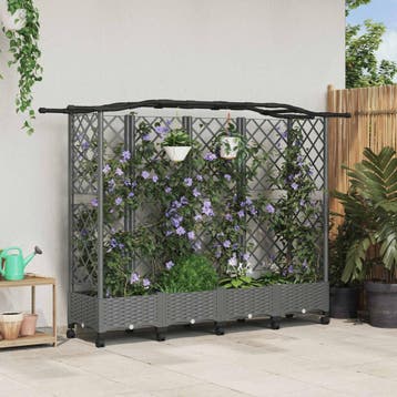 vidaXL Verhoogd Bed met Trellis en Dak Lichtgrijs 203,5 x 40, Verzenden, Nieuw, Minder dan 60 cm, 60 cm of meer