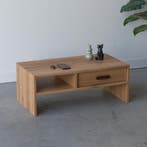 Eikenhouten salontafel met lade 89x49x35cm, Huis en Inrichting, Tafels | Salontafels, Minder dan 50 cm, 50 tot 100 cm, Eikenhout