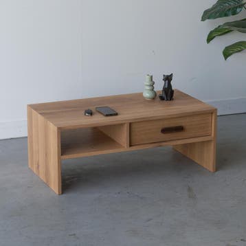 Eikenhouten salontafel met lade 89x49x35cm, Minder dan 50 cm, 50 tot 100 cm, Eikenhout, Nieuw