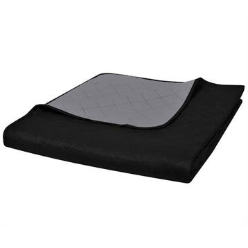vidaXL Bedsprei gewatteerd dubbelzijdig 170x210 cm, Verzenden, Nieuw, Zwart