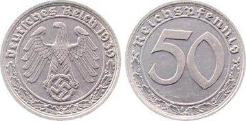 50 Reichspfennig Duitsland 50 Pfennig 1939a prfr/f prfr L..., Postzegels en Munten, Munten | Europa | Niet-Euromunten, Verzenden