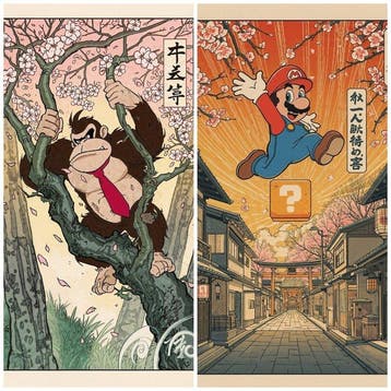 Sato Hageshi - SET OF 2 - Mario Donkey Kong - Pop Art -, Nieuw