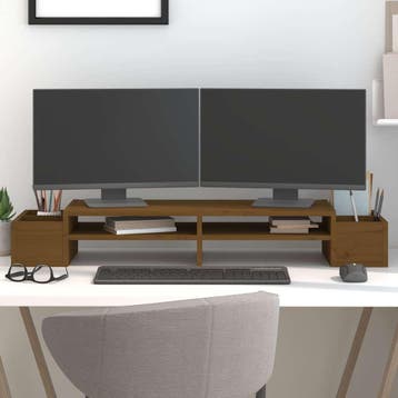 vidaXL Monitorstandaard 100x27,5x15 cm massief grenenhout, Verzenden, Nieuw