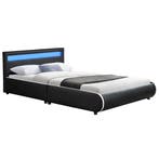 Gestoffeerd bed Sevilla - 140 x 200 cm - Zwart - LED verlich, Huis en Inrichting, Slaapkamer | Bedden, Verzenden, Nieuw