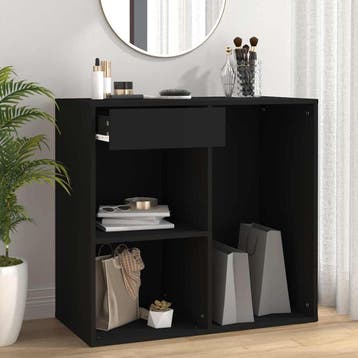 vidaXL Cosmeticakast 80x40x75 cm bewerkt hout zwart, Huis en Inrichting, Verzenden, Nieuw