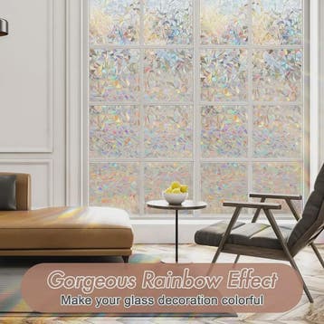 Regenboog Raamfolie - Statisch Plakkerig, Glas-in-lood Effec, Verzenden, Nieuw