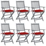 vidaXL Tuinstoelen 6 st inklapbaar met kussens massief, Verzenden, Nieuw, Hout