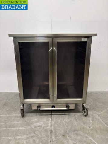 RVS Verrijdbare Warmhoudkast 2 Glazen klapdeuren 20 x 60/40, Ophalen of Verzenden, Gebruikt