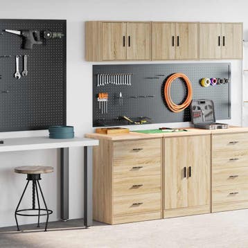 vidaXL Garagekasten 2 st Spaanplaat Sonoma eikenkleurig, Verzenden, Nieuw