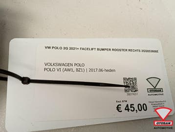 VW Polo 2G 2021+ Facelift Bumper rooster Rechts 2GS853666E, Ophalen, Gebruikt, Volkswagen, Bumper