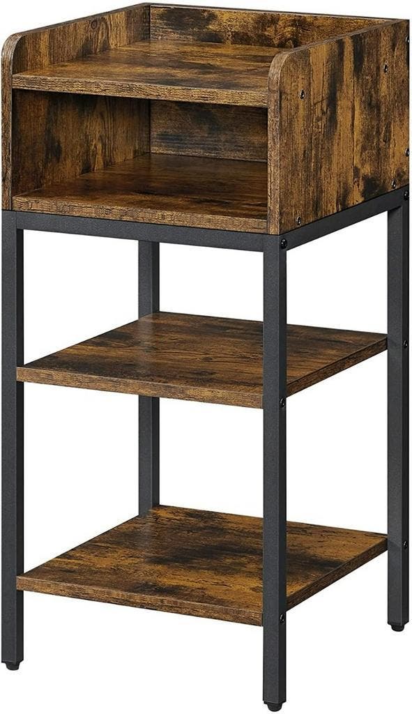 Hoppa LET601B01 Nachtkastje BruinZwart van 49 nu 23, Huis en Inrichting, Slaapkamer | Nachtkastjes, Nieuw, Hout, 55 tot 70 cm