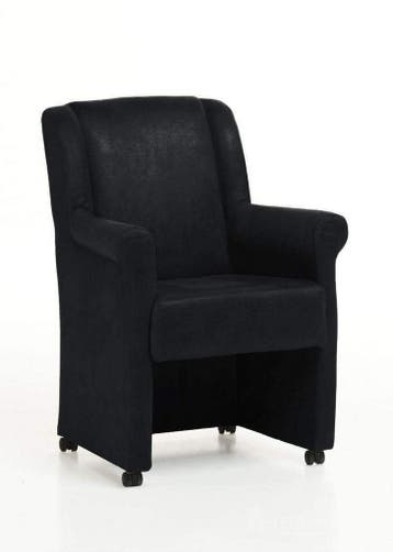 Eetkamerstoel Mandy met wielen - eetkamerstoelen - Zwart, Huis en Inrichting, Nieuw, Zwart, Stof