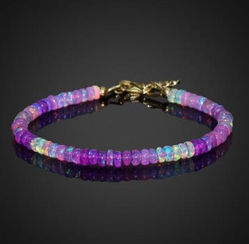 Natuurlijke Ethiopische Opaal Kralen Armband – 925 Zilver